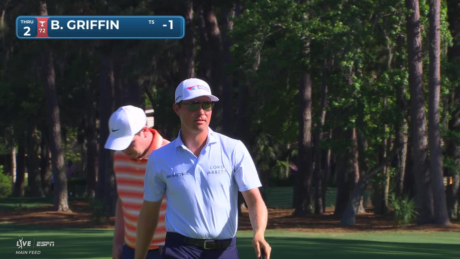 Ben Griffin sinks a 24-foot birdie putt on No. 2 at RBC Heritage