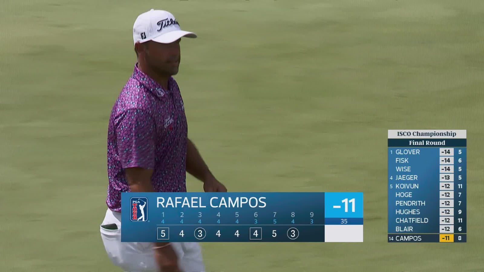 Rafael Campos sinks 12-foot birdie putt on No. 8 at ISCO Championship