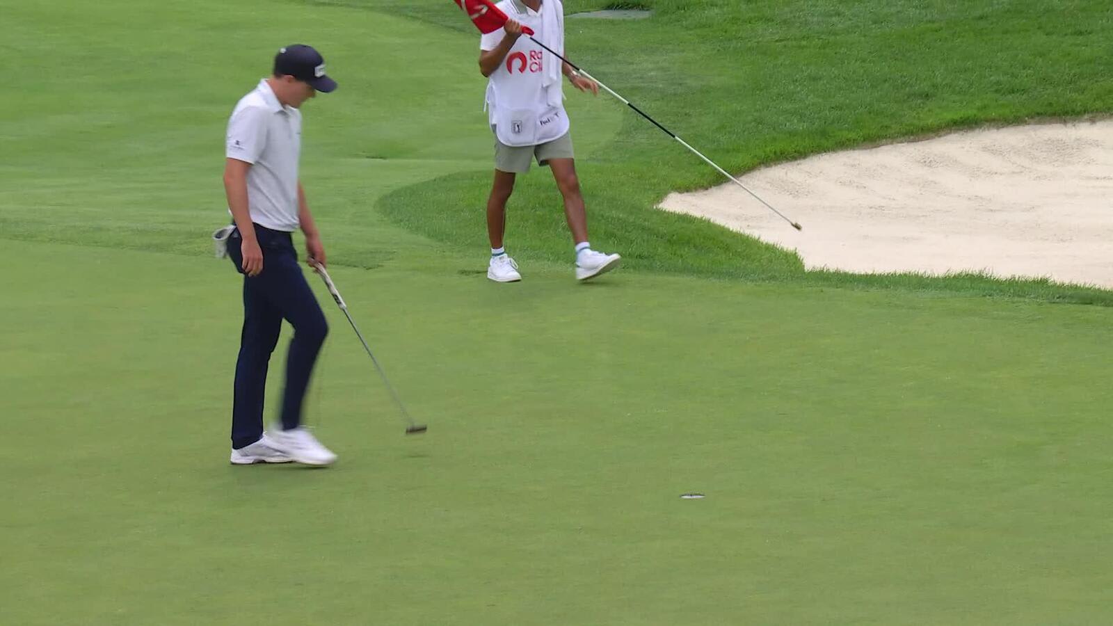 Matt McCarty sinks a 20-foot birdie putt on No. 18 at Rocket Classic