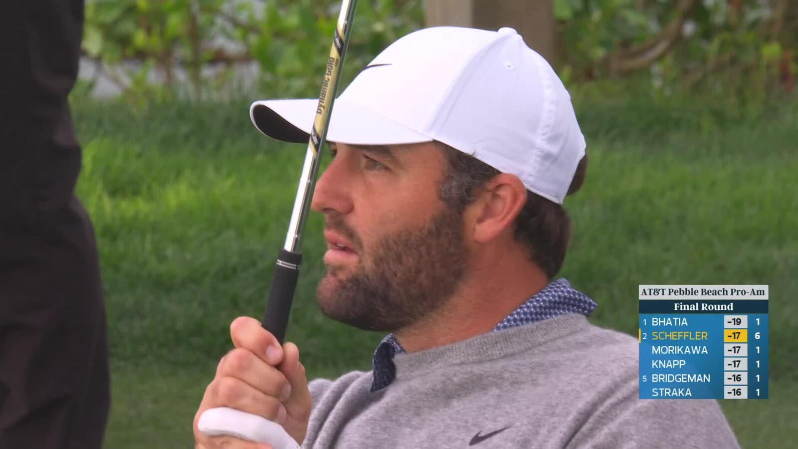 Scottie Scheffler hits 112-yard tee shot to 10 feet, makes birdie on No. 7 at AT&T Pebble Beach