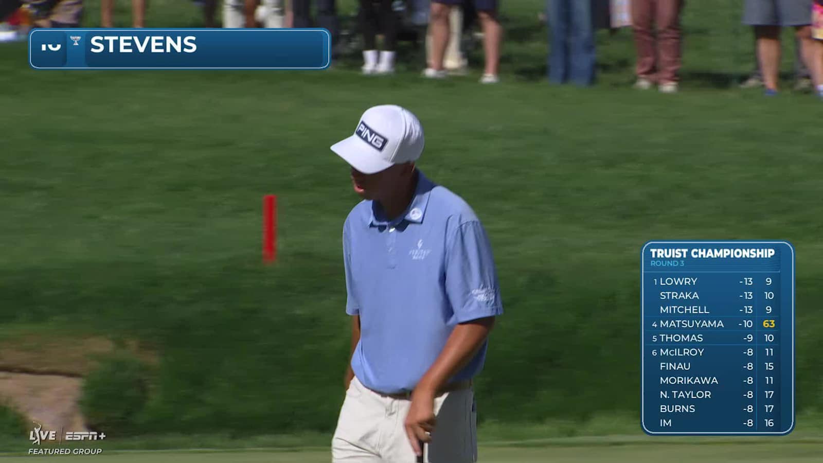 Sam Stevens makes birdie on No. 16 at Truist Championship