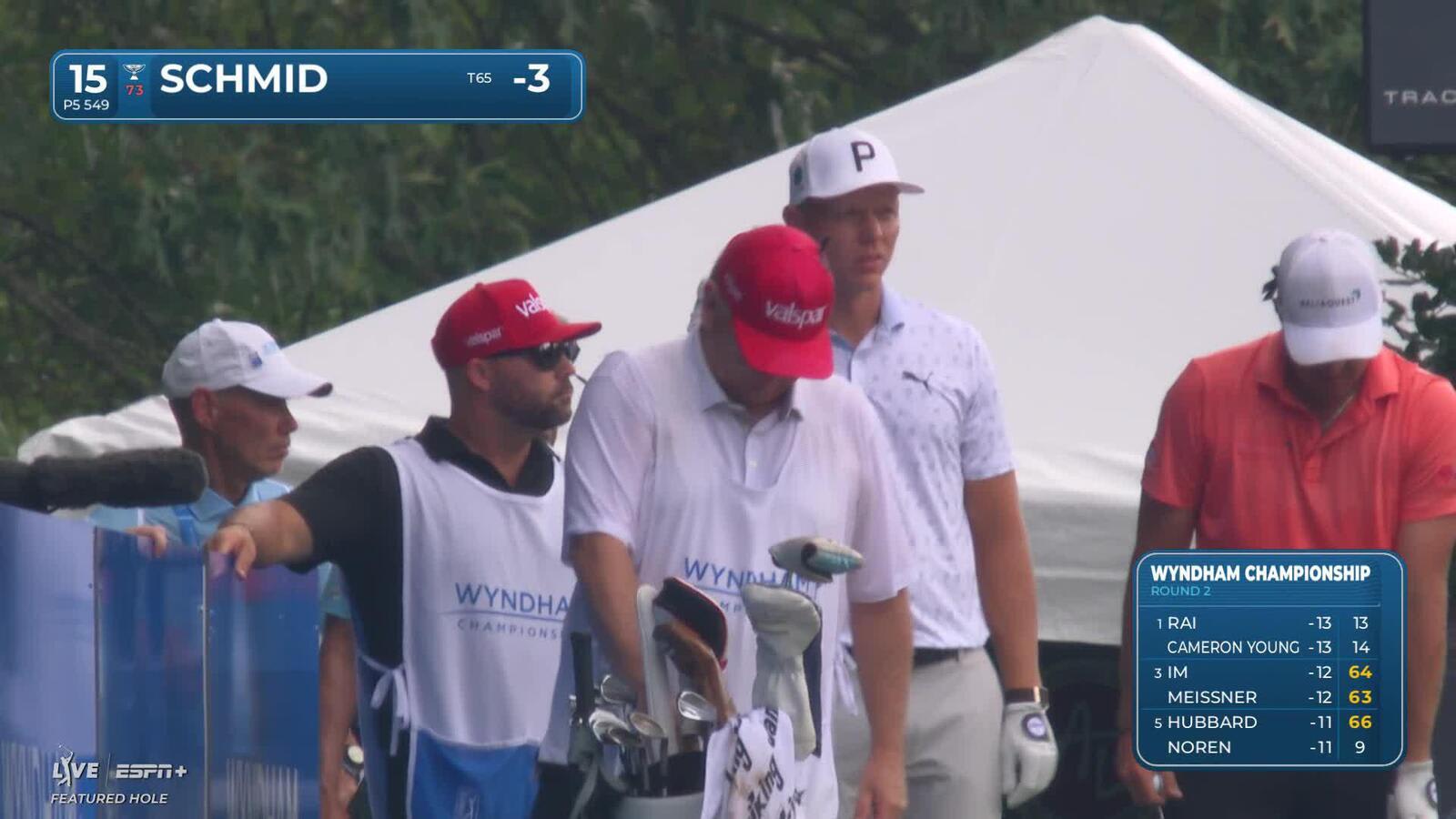 Matti Schmid makes eagle putt on No. 15 at Wyndham