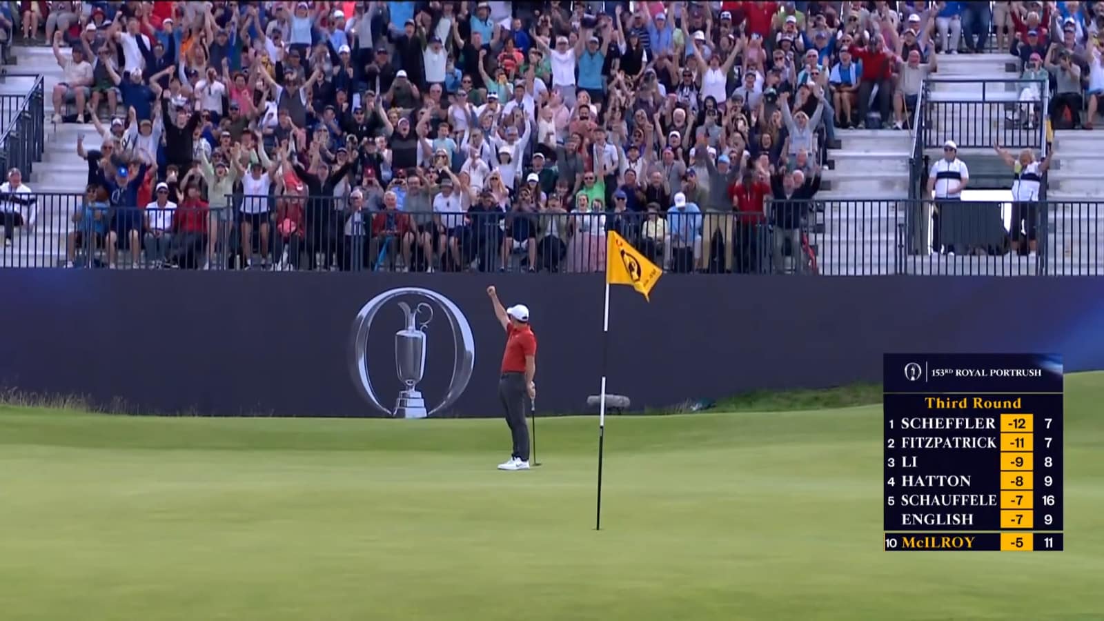 Rory McIlroy pumps up crowd with electric eagle from long range at The Open