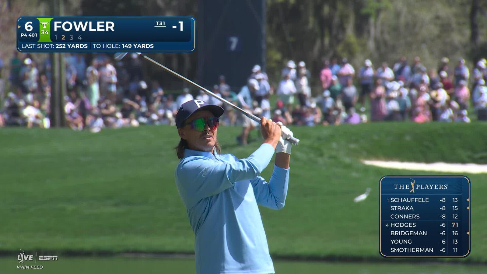 Rickie Fowler hits 146-yard approach to 10 feet, sets up birdie on No. 6 at THE PLAYERS