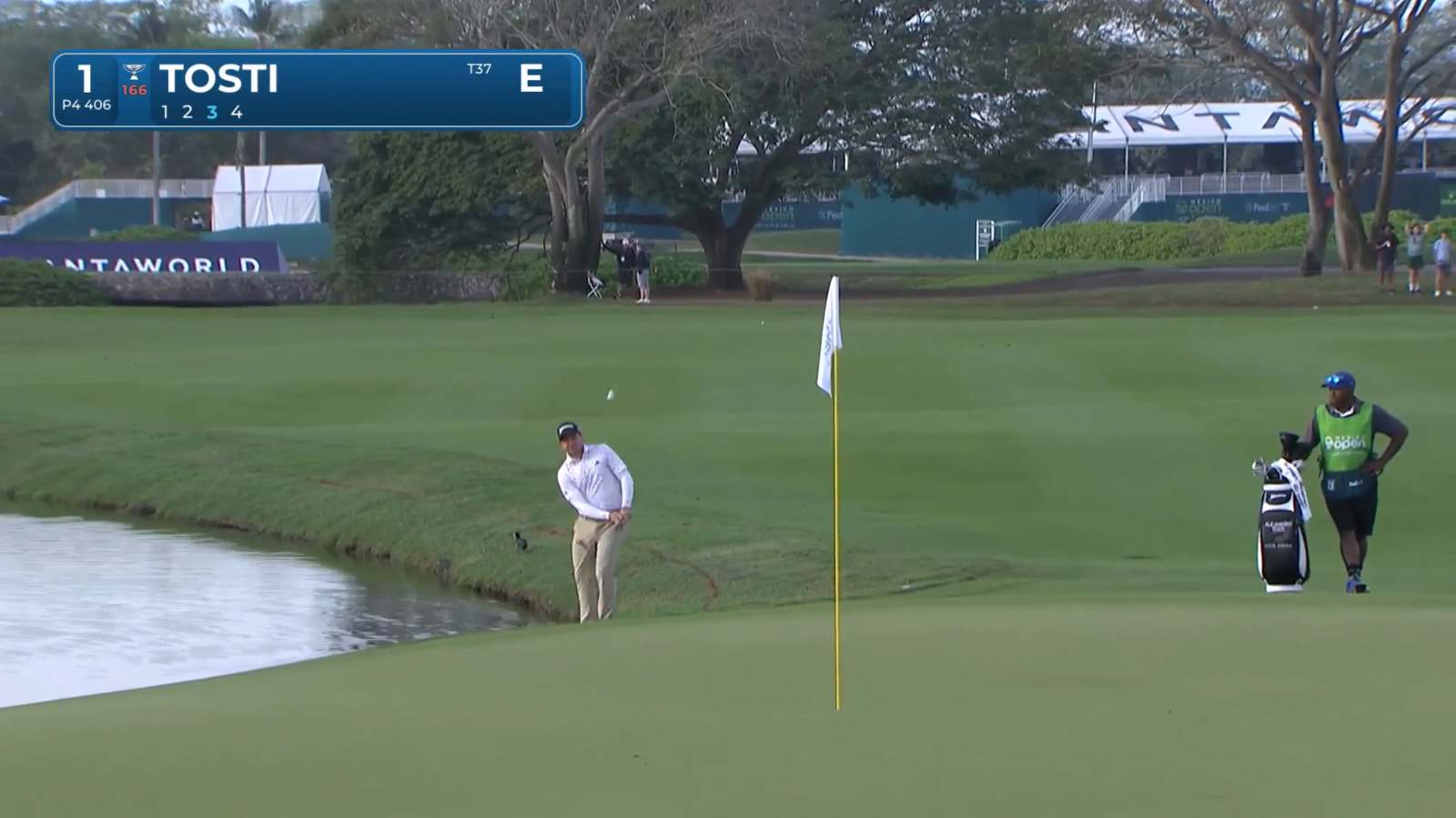 Alejandro Tosti holes chip shot from rough at Mexico Open