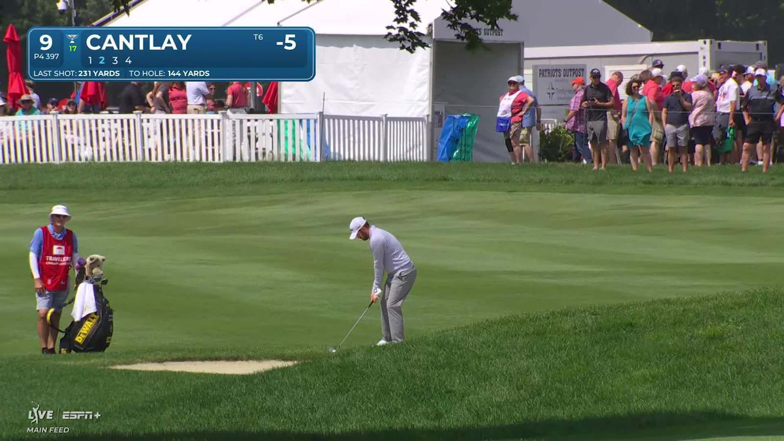Patrick Cantlay makes the turn with another birdie at Travelers