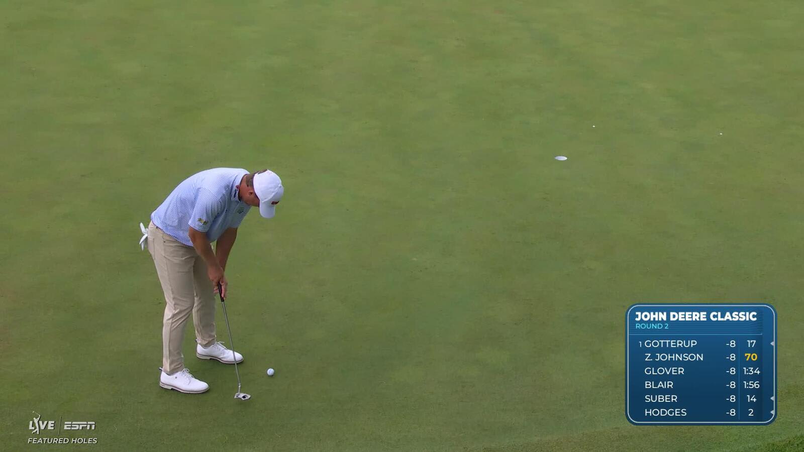 Zachary Bauchou drains 15-foot birdie putt on No. 14 at John Deere