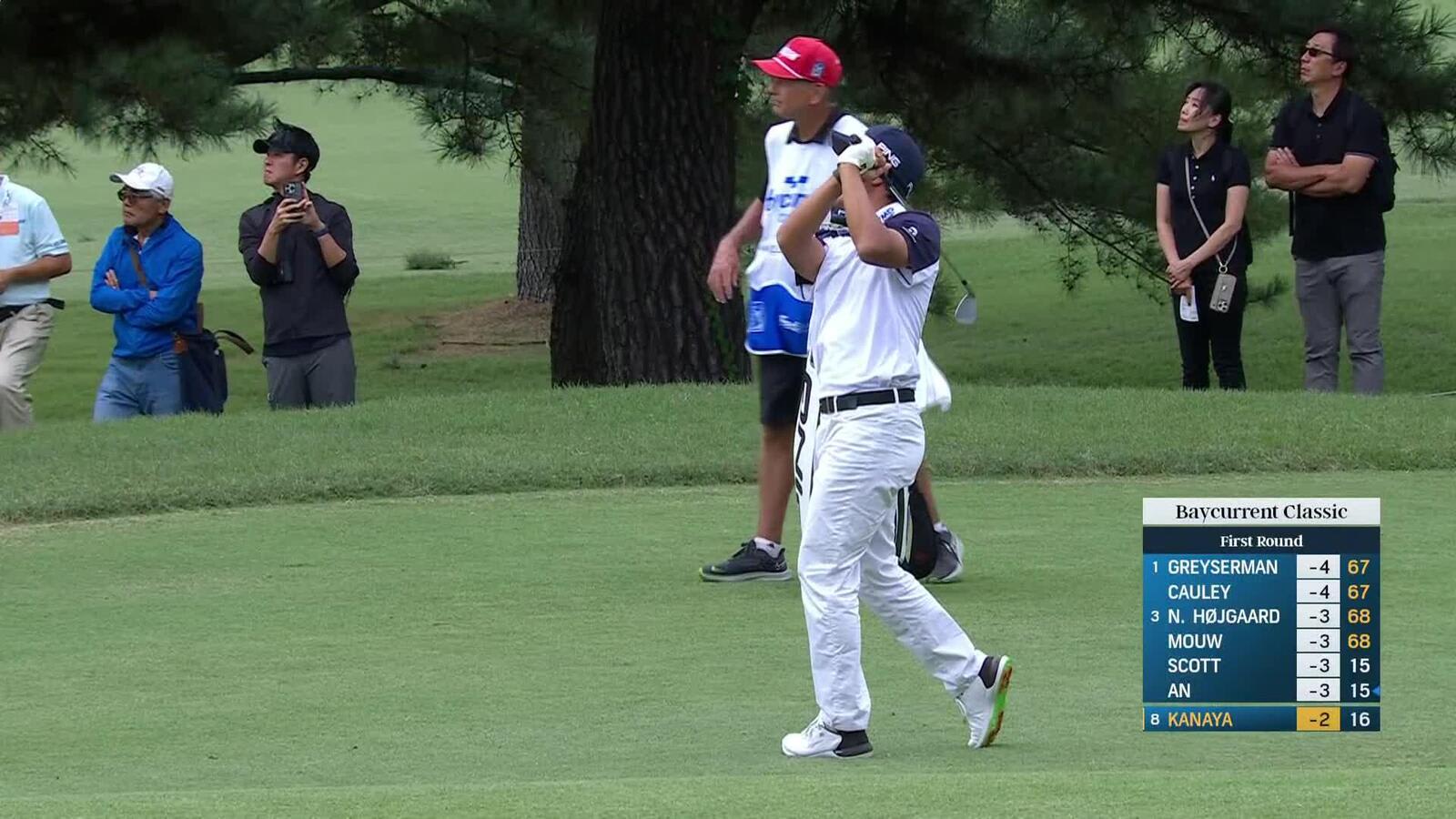 Takumi Kanaya hits 124-yard approach close, sets up birdie on No. 17 at Baycurrent