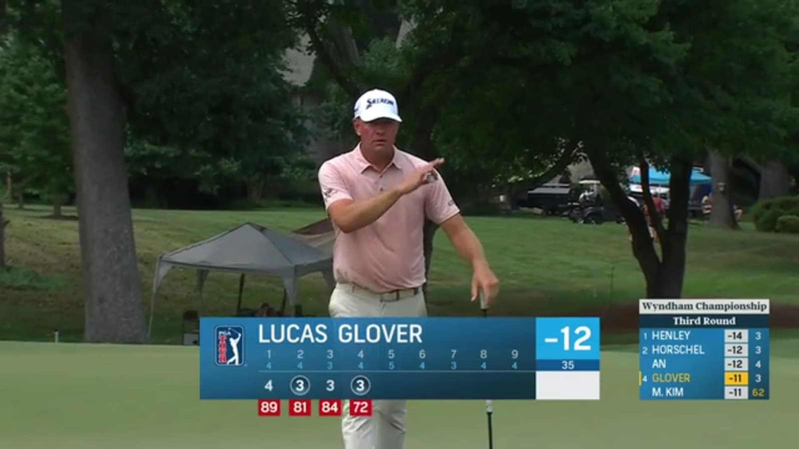 Lucas Glover cozies up approach shot leading to birdie at Wyndham