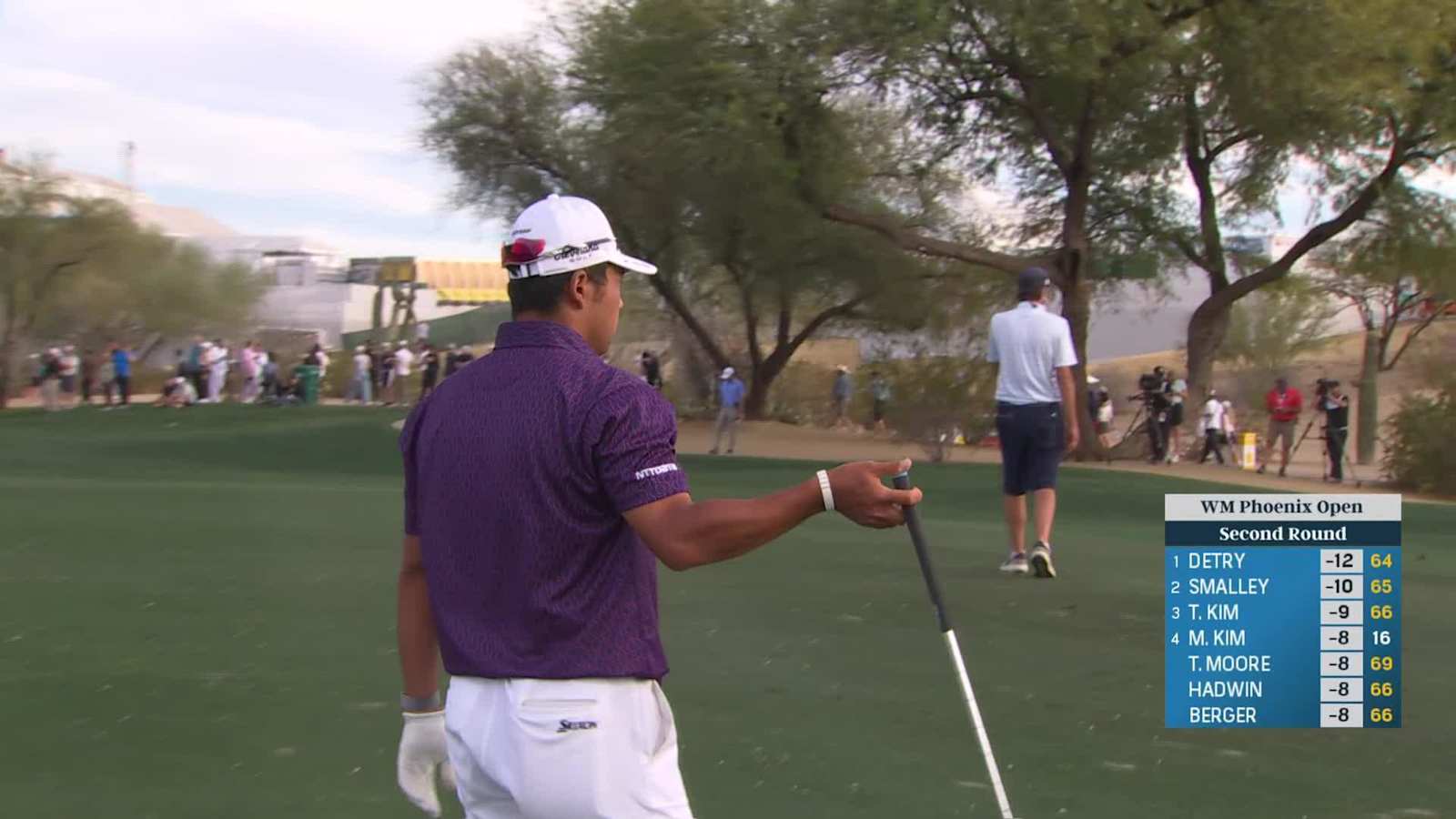 Hideki Matsuyama birdies after narrowly missing water at WM Phoenix Open