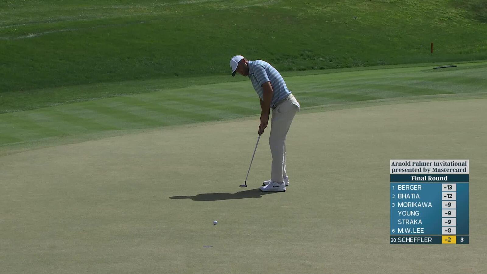 Scottie Scheffler drains 13-foot birdie putt on No. 4 at Arnold Palmer