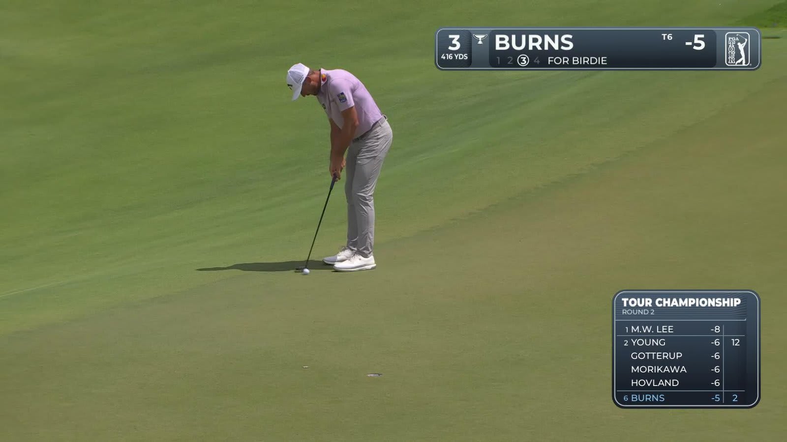 Sam Burns sinks 14-foot putt for birdie on No. 3 at TOUR Championship