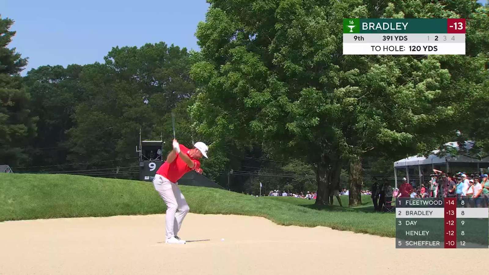 Keegan Bradley sinks huge 64-foot birdie putt to tie lead at Travelers
