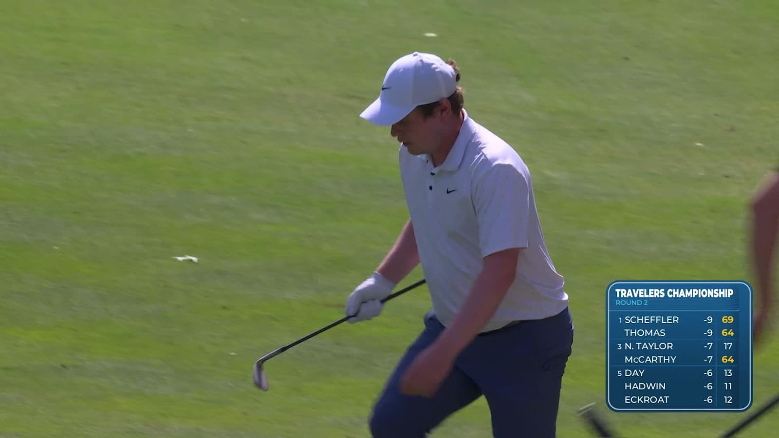 Robert MacIntyre holes bunker shot for birdie at Travelers