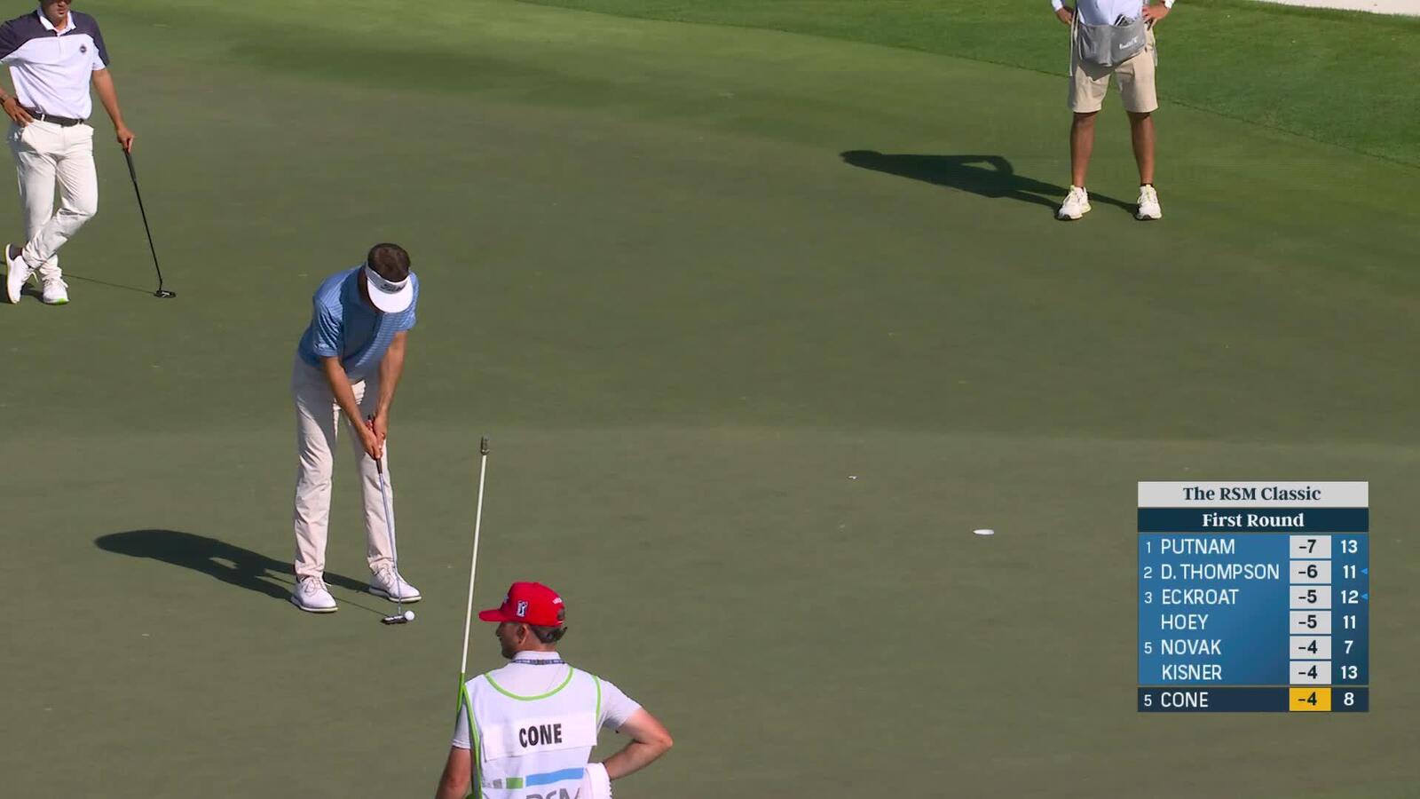 Trevor Cone sinks 10-foot birdie putt on No. 9 at The RSM Classic