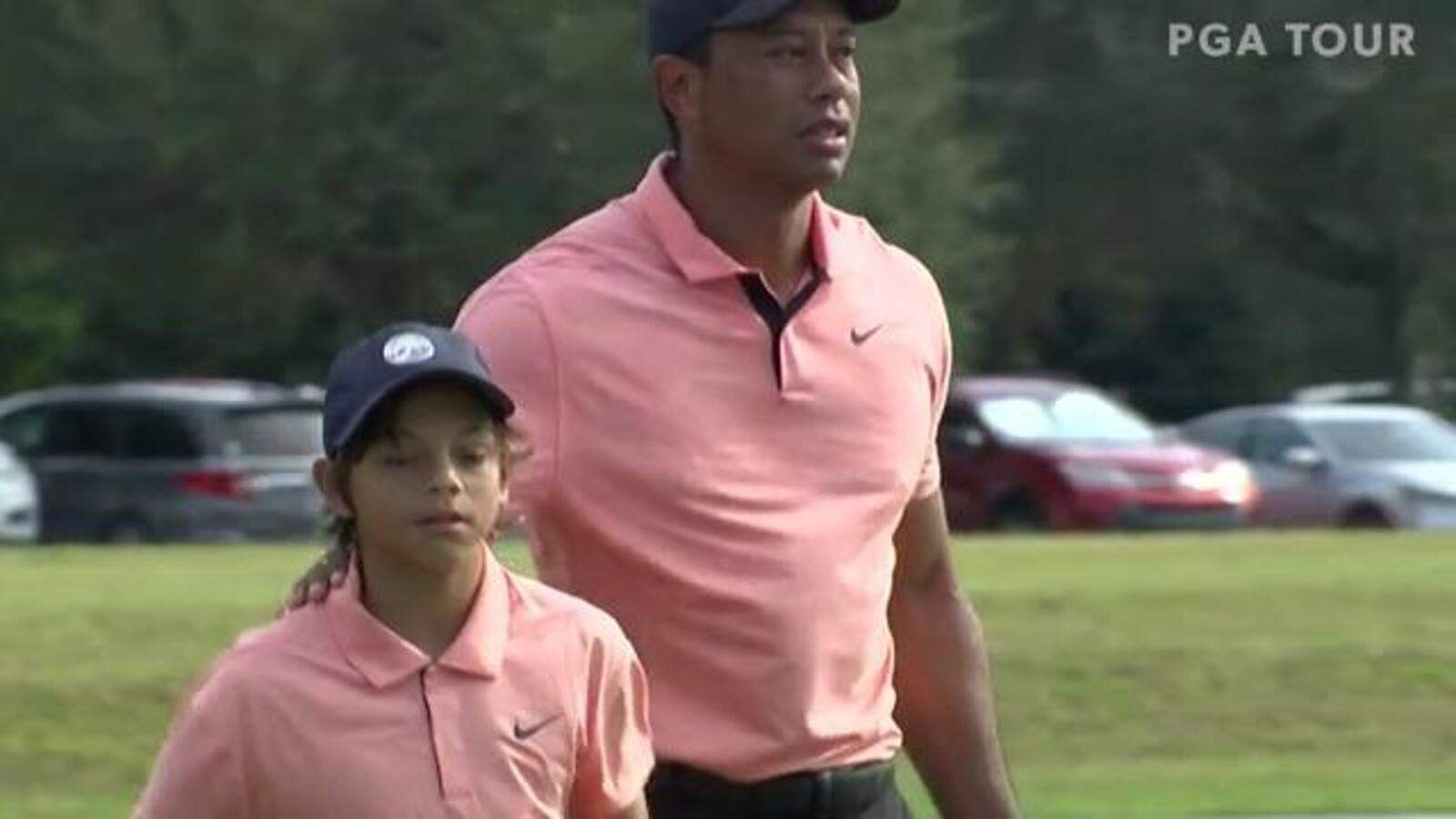 Team Woods makes birdie on No. 4 at PNC Championship