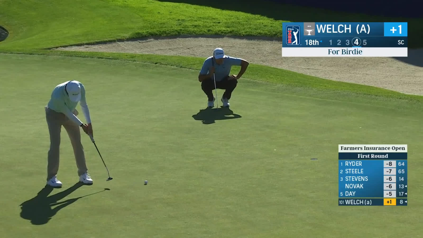 Patrick Welch buries lengthy birdie putt at Farmers
