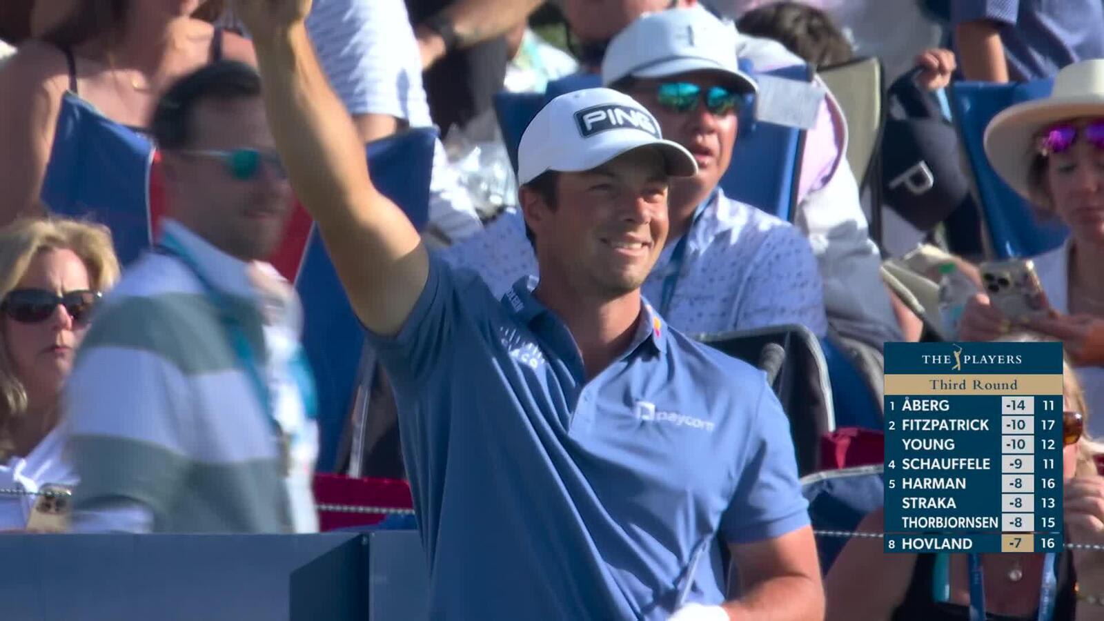 Viktor Hovland hits 127-yard tee shot to 5 feet, sets up birdie on No. 17 at THE PLAYERS