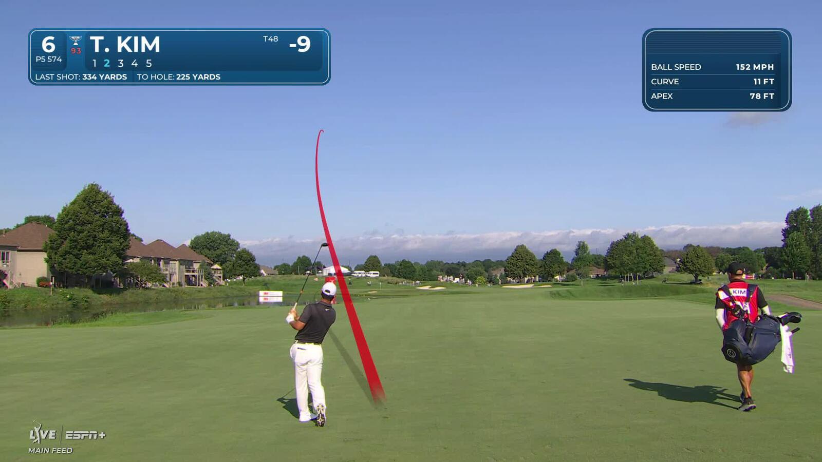 Tom Kim sinks a 70-foot eagle putt on No. 6 at 3M Open