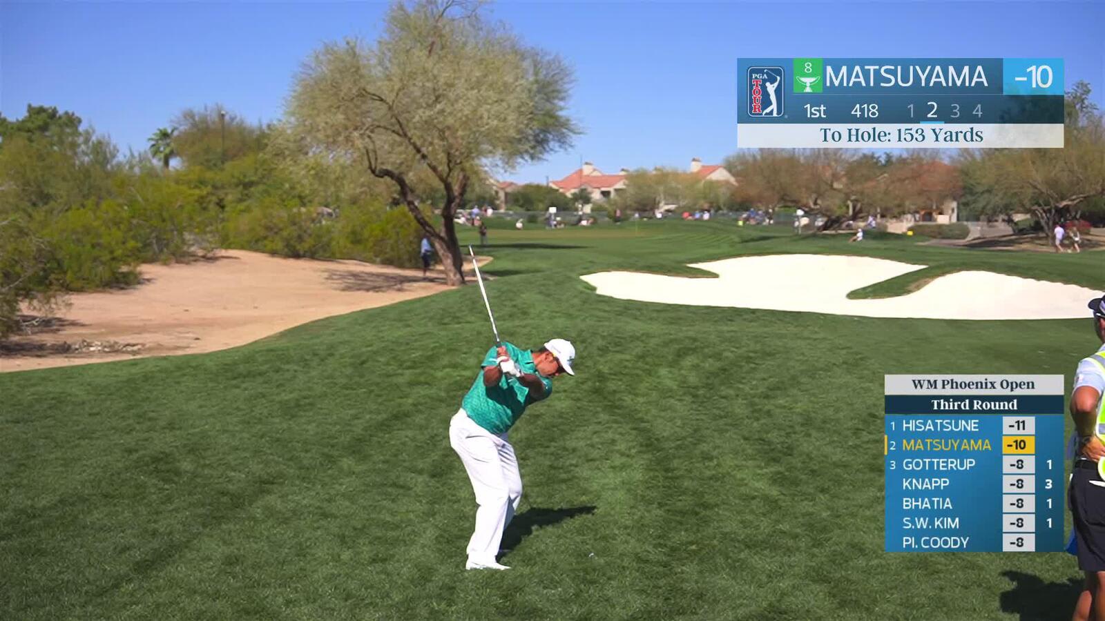 Hideki Matsuyama hits 152-yard approach to 16 feet, sets up birdie