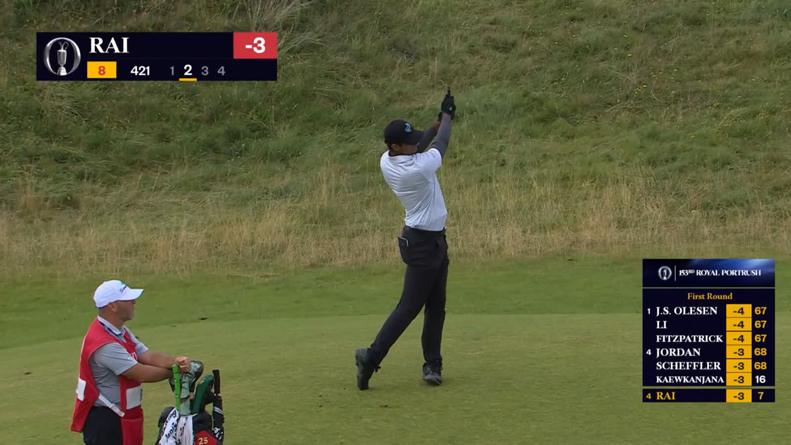 Aaron Rai rattles flagstick to set up tap-in birdie at The Open