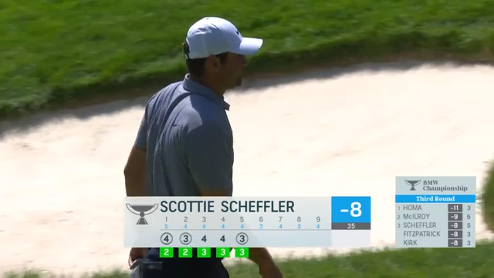 Scottie Scheffler holes 19-footer for birdie at BMW Championship