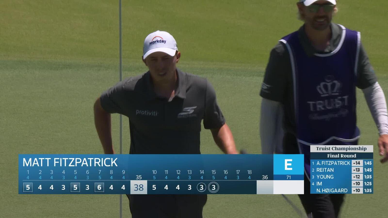 Matt Fitzpatrick drains 18-foot eagle putt on No. 15 at Truist Championship