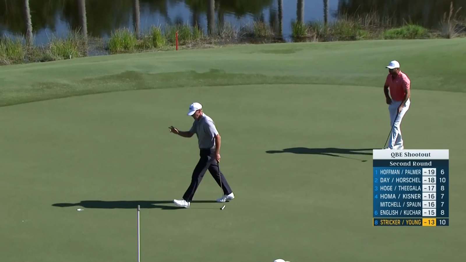 Steve Stricker sends in birdie putt at QBE Shootout
