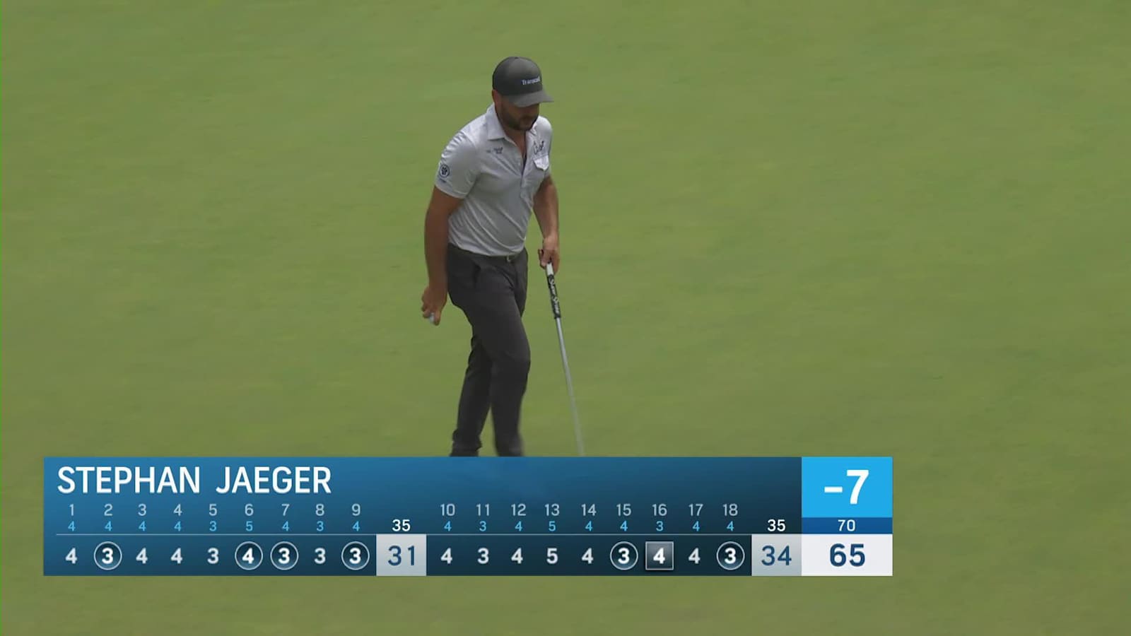 Stephan Jaeger sinks 22-foot birdie putt at Travelers