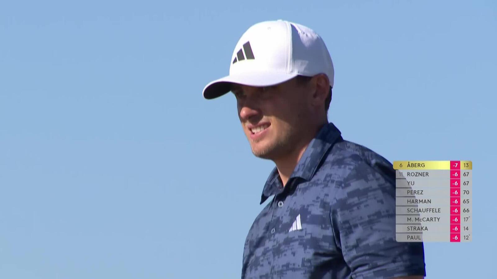 Ludvig Åberg drains a 20-foot birdie putt at Genesis Scottish Open