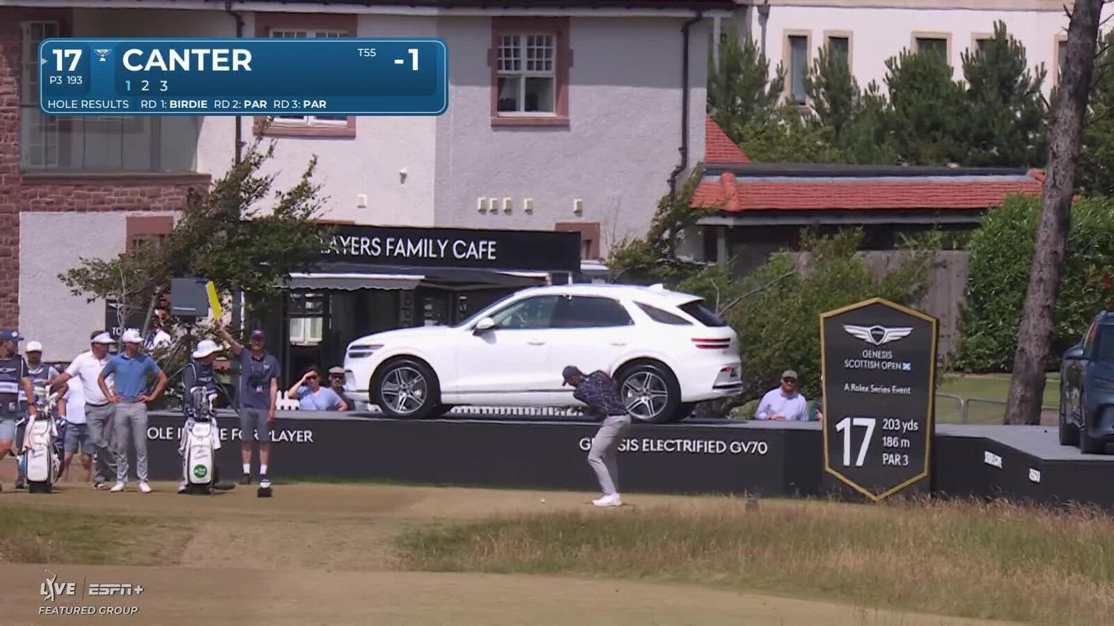 Laurie Canter makes birdie on No. 17 at Genesis Scottish Open