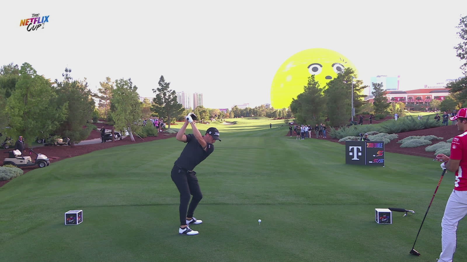 Tee shots aimed at the Sphere at The Netflix Cup