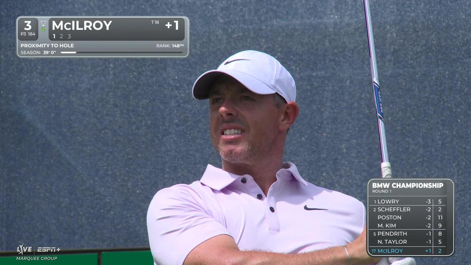 Rory McIlroy bounces back with birdie after excellent tee shot at BMW Championship