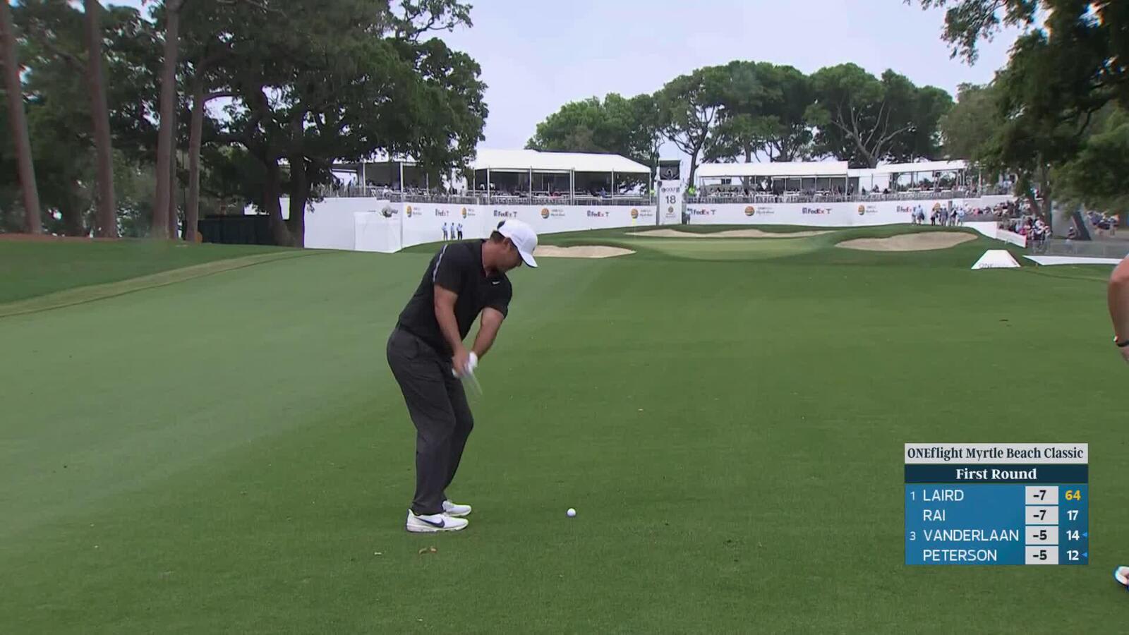 Brooks Koepka sinks 23-foot birdie putt on No. 18 at ONEflight Myrtle
