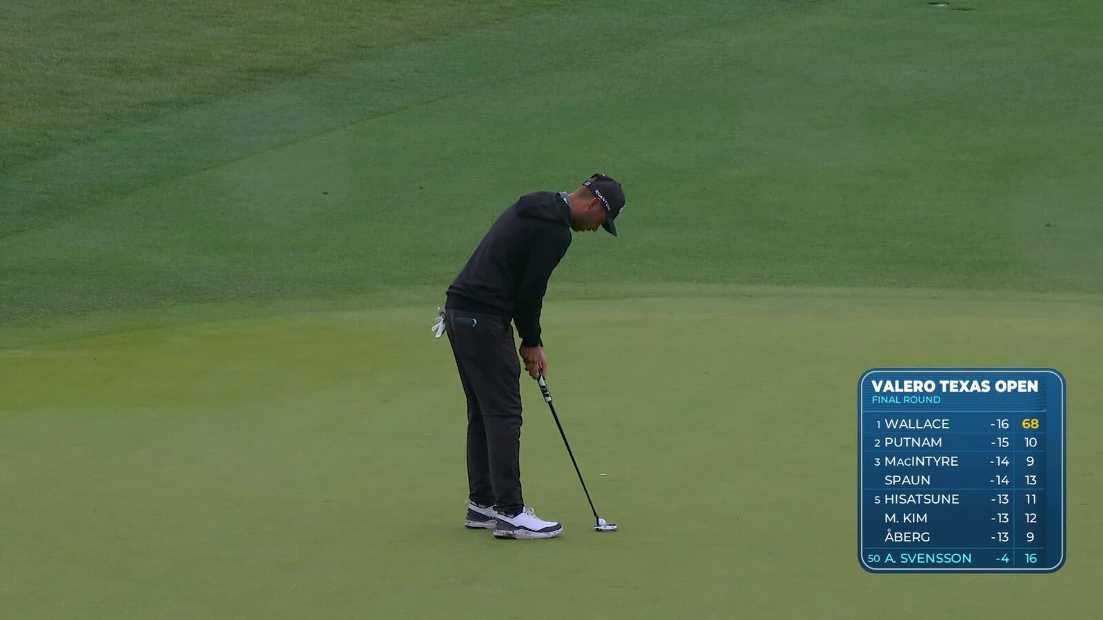 Adam Svensson makes birdie on No. 17 at Valero