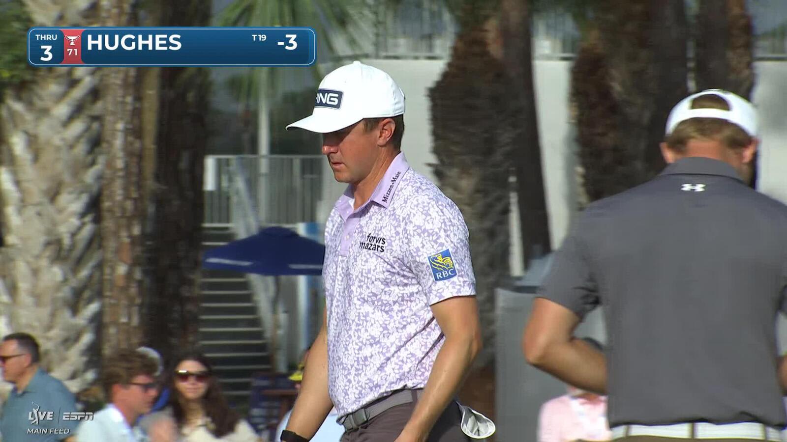 Mackenzie Hughes sinks 10-foot birdie putt on No. 3 at Cognizant Classic