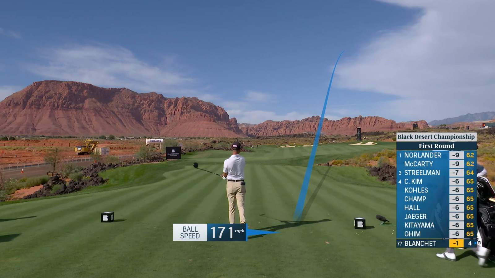 Chandler Blanchet carries the par-4 green from the tee to set up birdie at Black Desert