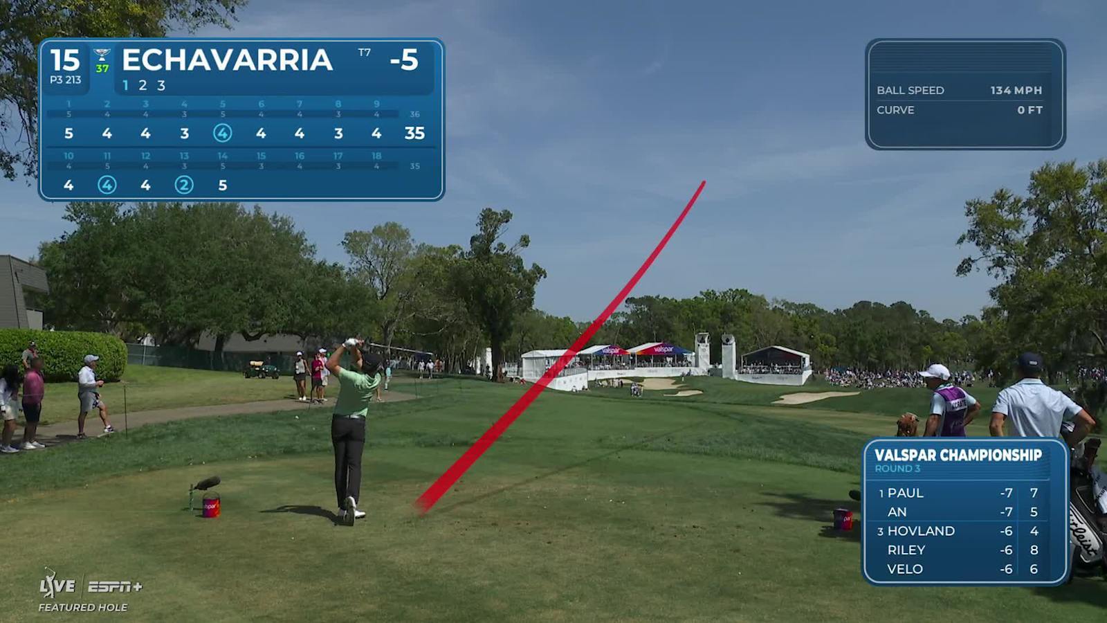 Nico Echavarria sinks a 35-foot birdie putt at Valspar