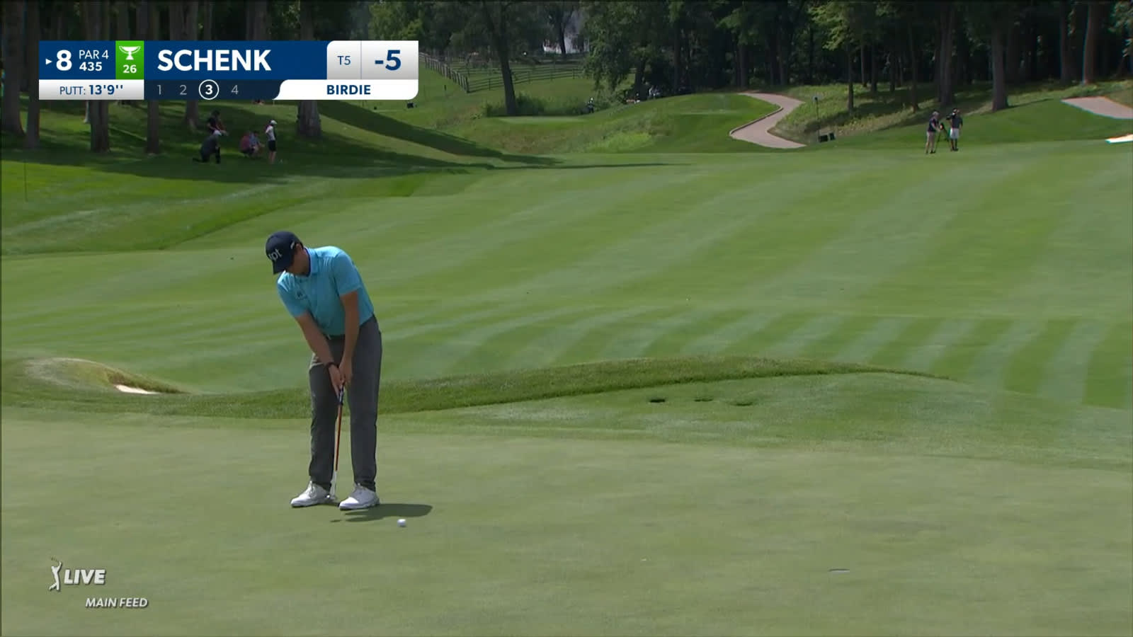 Adam Schenk sends in a 14-foot birdie putt at John Deere