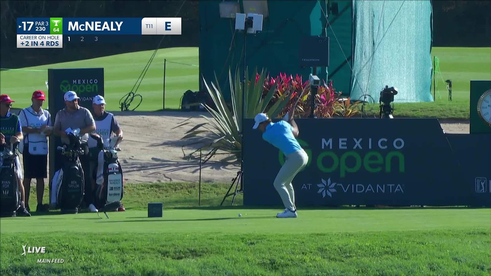 Maverick McNealy goes at flagstick and birdies at Mexico Open