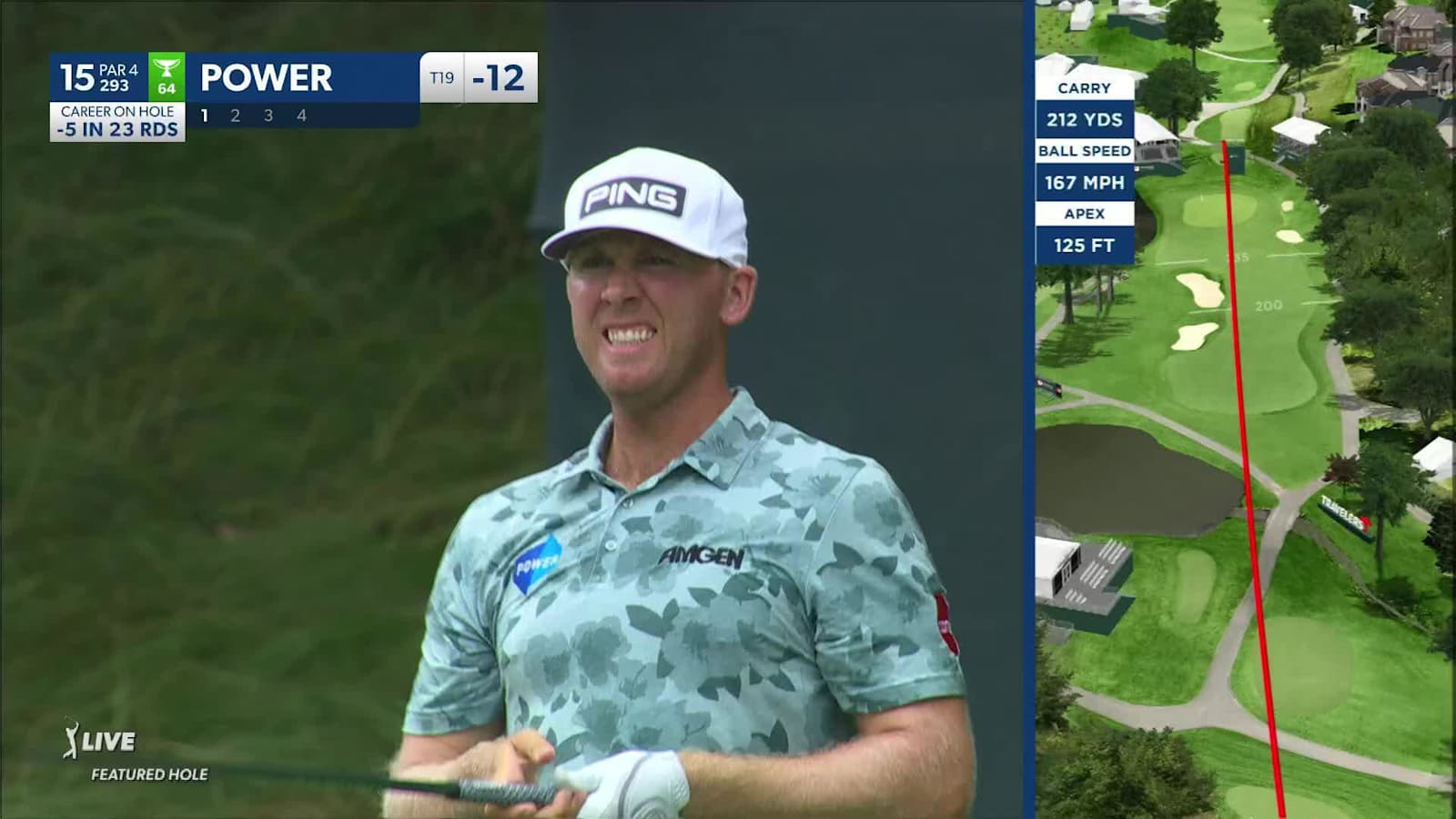 Seamus Power drives the green to set up birdie at Travelers