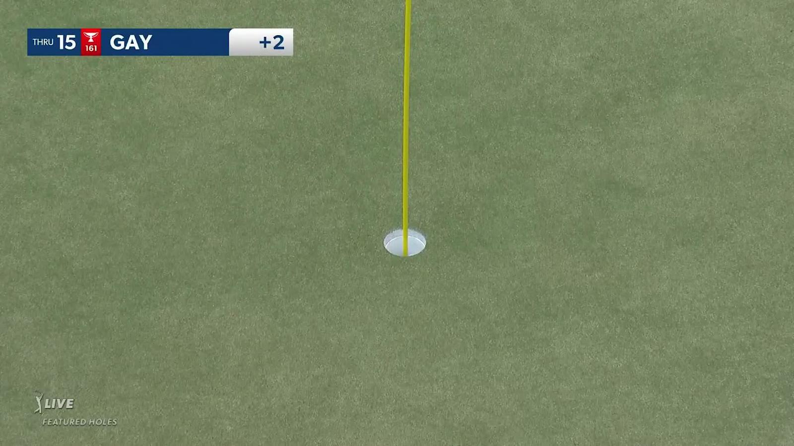 Brian Gay chips in for birdie from on the green at Honda