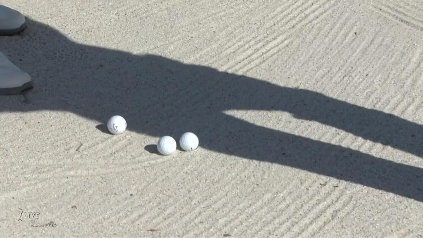 Unlikely side-by-side-by-side bunker predicament at AT&T Byron Nelson