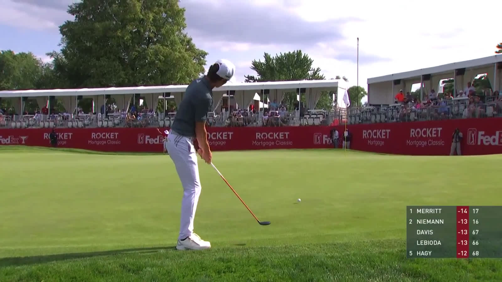 Joaquin Niemann's chip with fairway wood sets up birdie at Rocket Mortgage