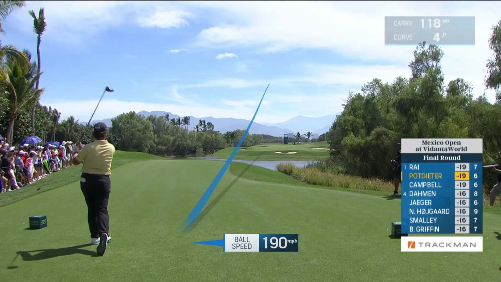 Aldrich Potgieter drives green and birdies at Mexico Open