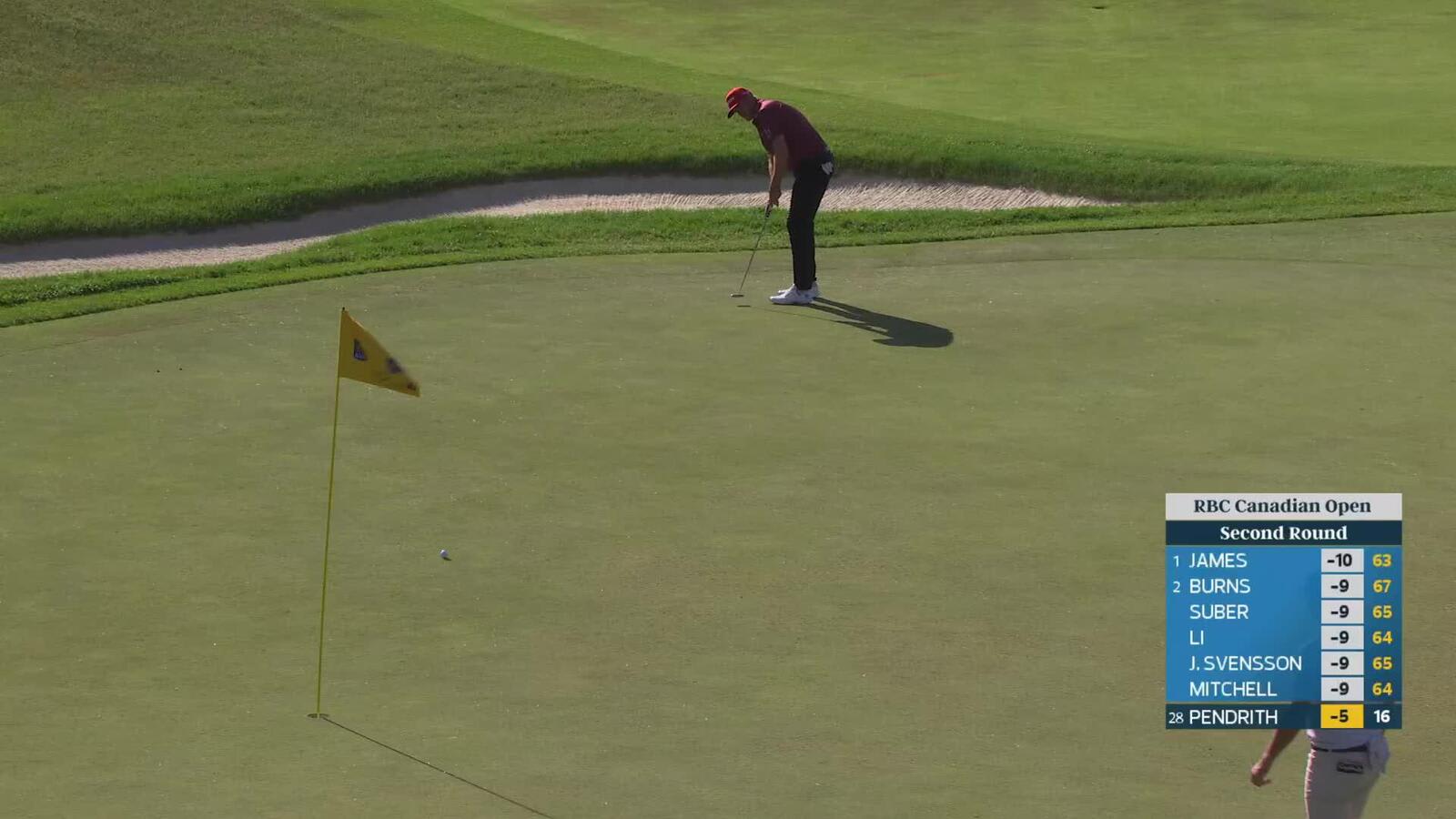 Taylor Pendrith sinks 46-foot birdie putt on No. 17 at RBC Canadian