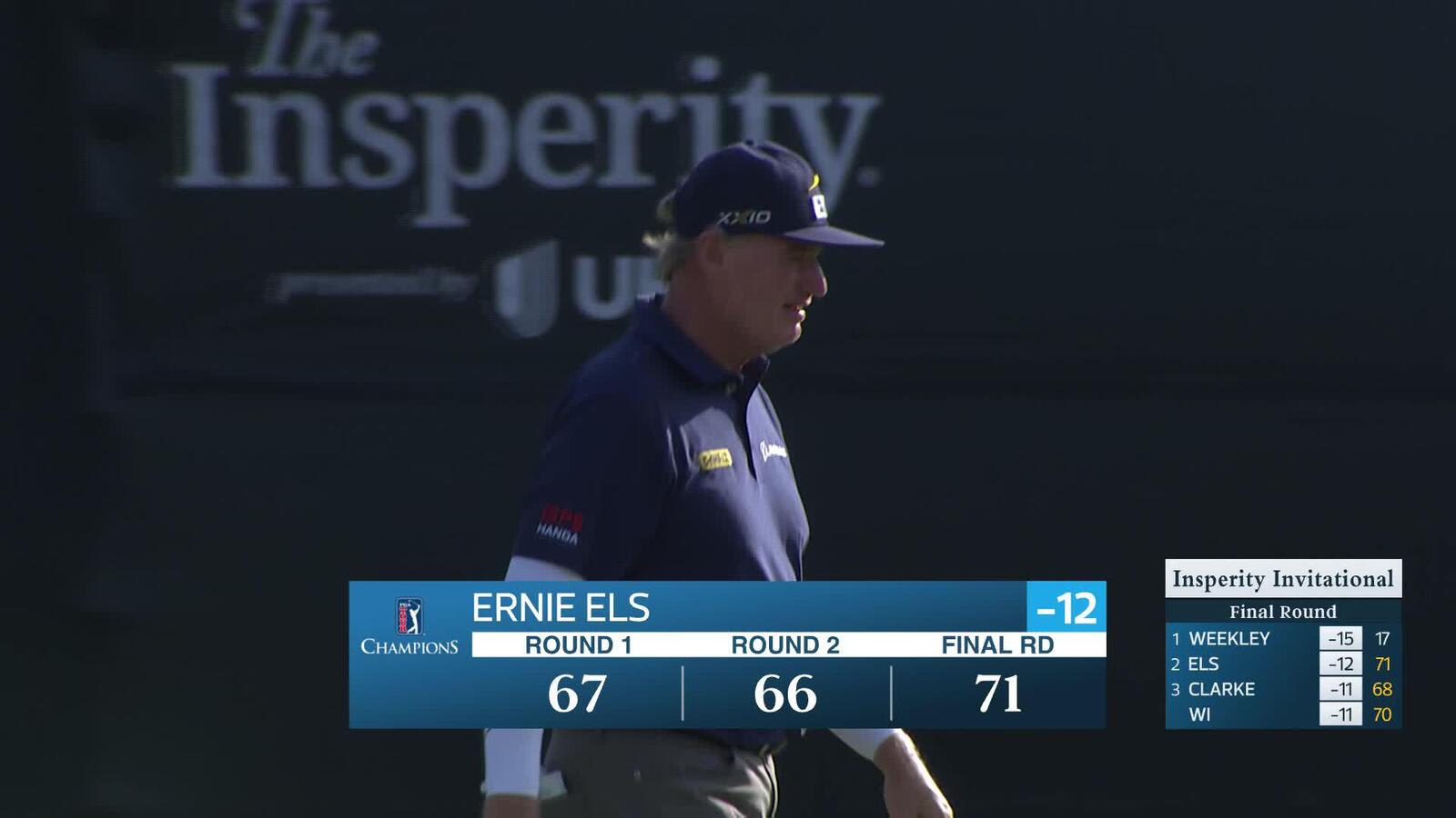 Ernie Els makes birdie on No. 18 at Insperity Invitational