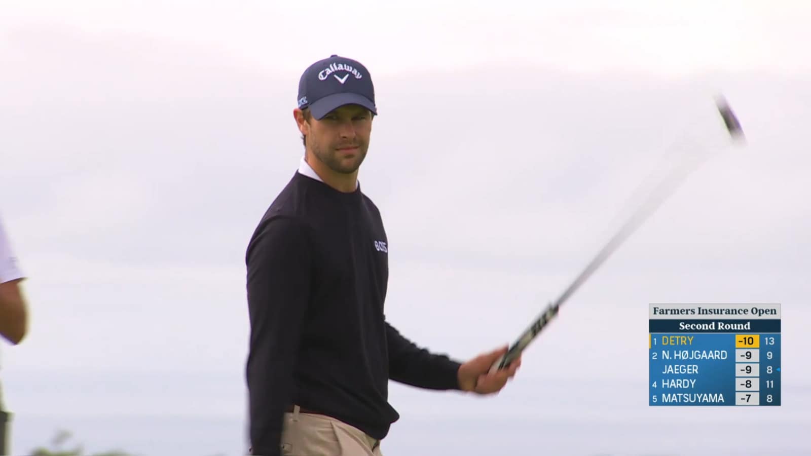 Thomas Detry sinks a 21-foot birdie putt at Farmers