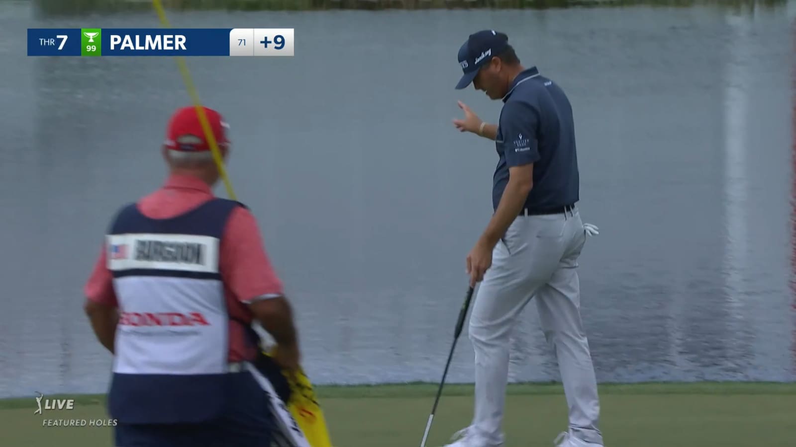 Ryan Palmer drains 18-foot birdie putt at Honda