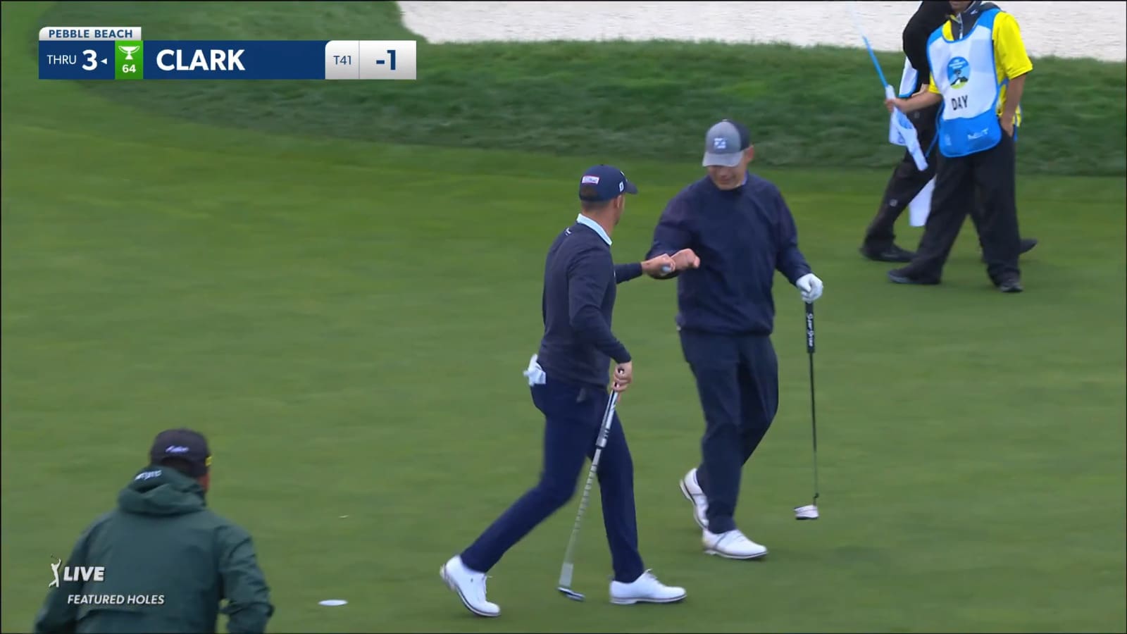 Wyndham Clark's 24-footer for birdie on the par-3 12th at AT&T Pebble Beach